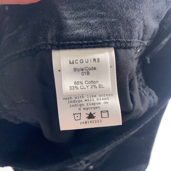 McGuire Pants Womens 27 Black Velvet Skinny Classic Neutral Holiday Stretch - Picture 5 of 11